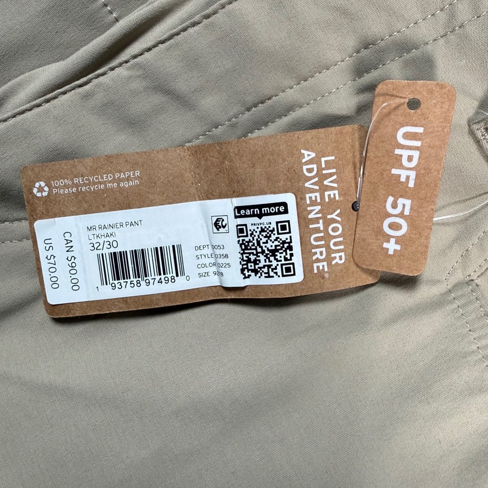 Eddie Bauer Rainier Pant Men 32/30 Khaki Active UPF 50 Outdoor Hiking Utility - Picture 4 of 4